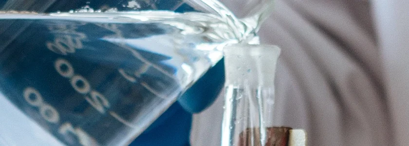 Ethanol being poured in a lab